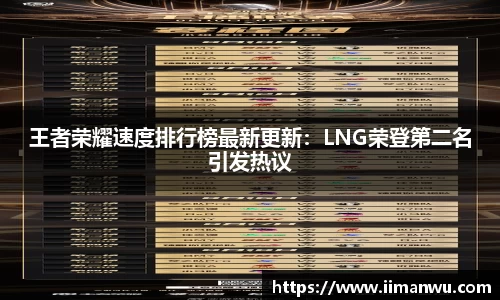 王者荣耀速度排行榜最新更新：LNG荣登第二名引发热议